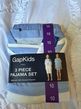 GAP Kids 3-Piece Pajama Set in Light Blue & White